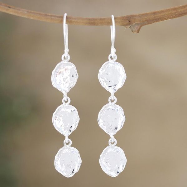 Alternate image for Artisan Crafted Sterling Silver Dangle Earrings Playful Pebbles