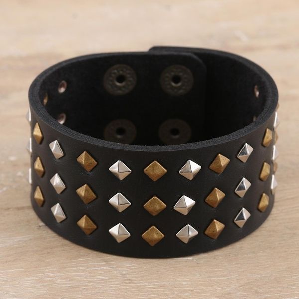 Alternate image for Studded Leather Cuff Bracelet from India Grow Together