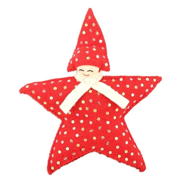 Alternate image for Felt Wool Star-Motif Holiday Tree Topper Angel Face