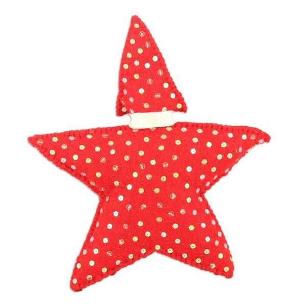 Alternate image for Felt Wool Star-Motif Holiday Tree Topper Angel Face
