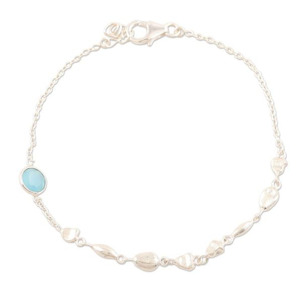 Alternate image for Sterling Silver and Chalcedony Pendant Bracelet Aqua Glow