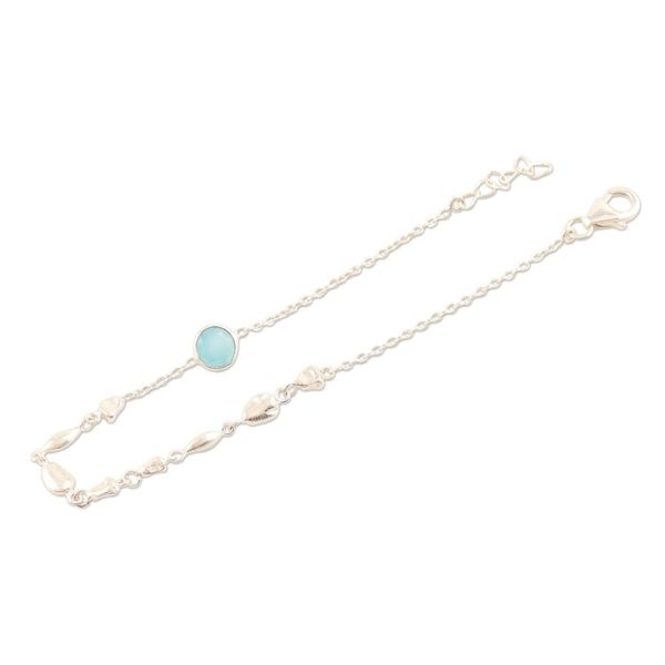 Alternate image for Sterling Silver and Chalcedony Pendant Bracelet Aqua Glow