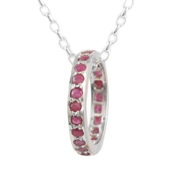 Alternate image for Artisan Crafted Ruby Rhodium Plated Silver Necklace Circle of Love