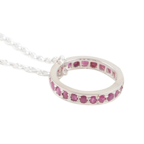 Alternate image for Artisan Crafted Ruby Rhodium Plated Silver Necklace Circle of Love