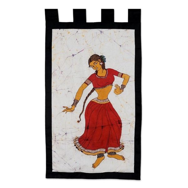 Alternate image for Batik Cotton Wall Hanging with Dance Motif Dancing Beauty