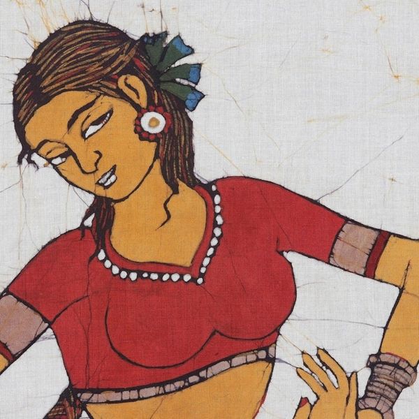 Alternate image for Batik Cotton Wall Hanging with Dance Motif Dancing Beauty