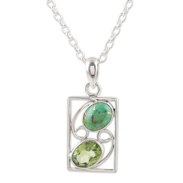 Alternate image for Hand Crafted Peridot Green Turquoise Necklace from India Sweet Companions