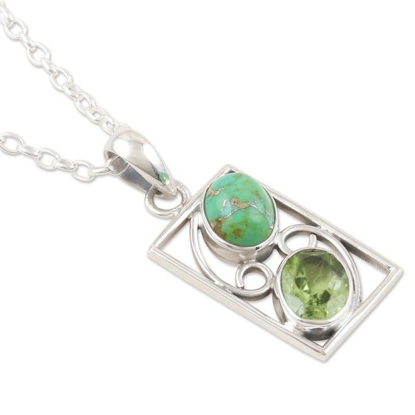 Alternate image for Hand Crafted Peridot Green Turquoise Necklace from India Sweet Companions