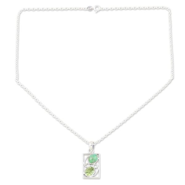 Alternate image for Hand Crafted Peridot Green Turquoise Necklace from India Sweet Companions