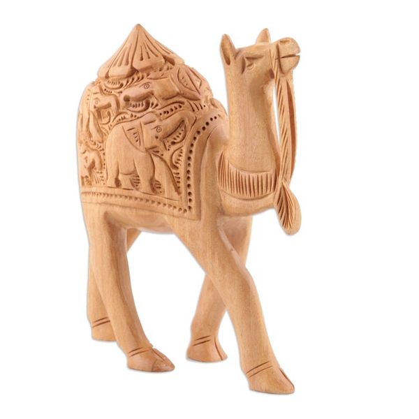 Alternate image for Hand-Carved Sculpture from India 6 Inch Camel Ride
