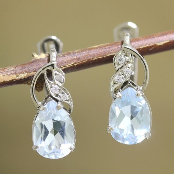 Alternate image for Rhodium-Plated Cubic Zirconia Drop Earrings Ice Drops