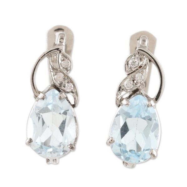 Alternate image for Rhodium-Plated Cubic Zirconia Drop Earrings Ice Drops