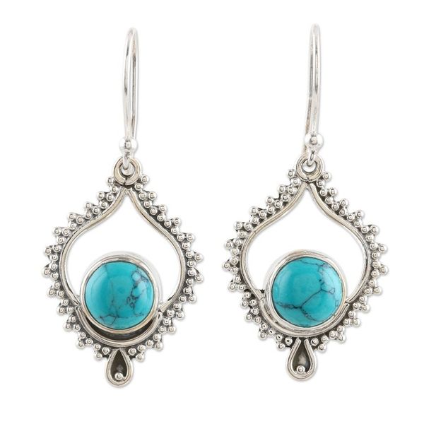 Alternate image for Hand Crafted Sterling Silver Dangle Earrings Blissful Night in Turquoise