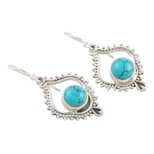 Alternate image for Hand Crafted Sterling Silver Dangle Earrings Blissful Night in Turquoise