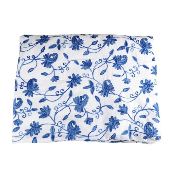 Alternate image for Chain-Stitched Cotton Floral-Motif Duvet FullQueen Valley of Blue Blossoms