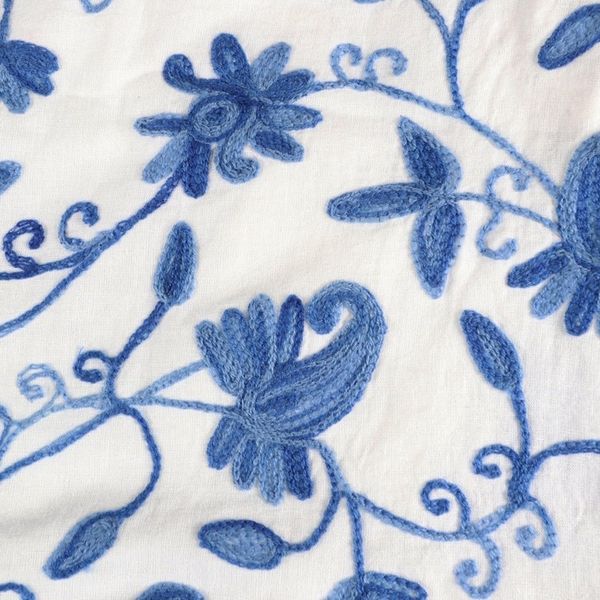 Alternate image for Chain-Stitched Cotton Floral-Motif Duvet FullQueen Valley of Blue Blossoms