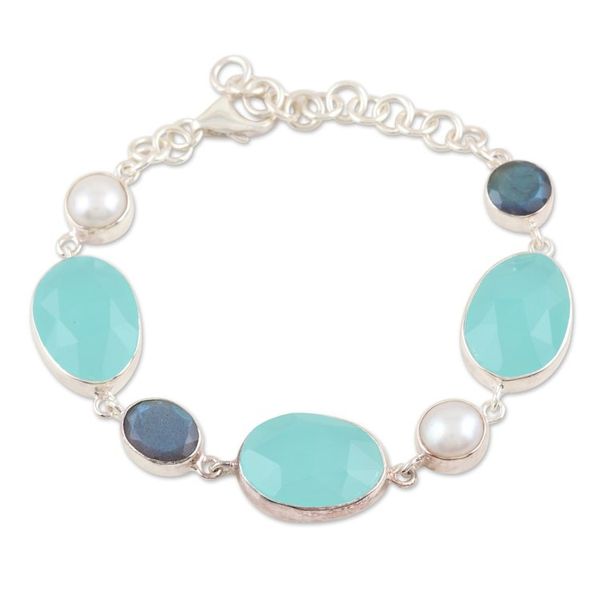 Alternate image for Sterling Silver Bracelet with Colorful Blue Gemstones Tarsar Lake