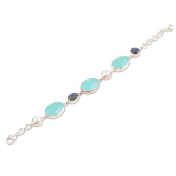Alternate image for Sterling Silver Bracelet with Colorful Blue Gemstones Tarsar Lake