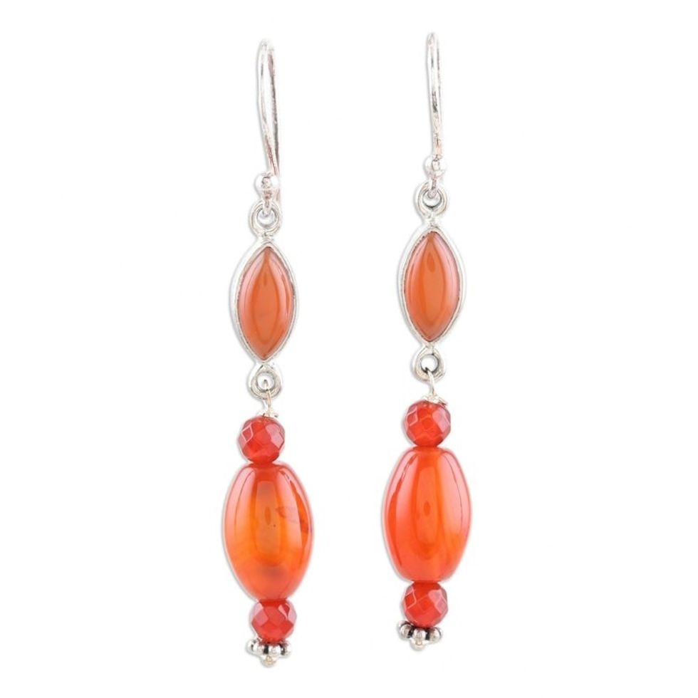 Carnelian and Sterling Silver Dangle Earrings 'Forever Sunset'