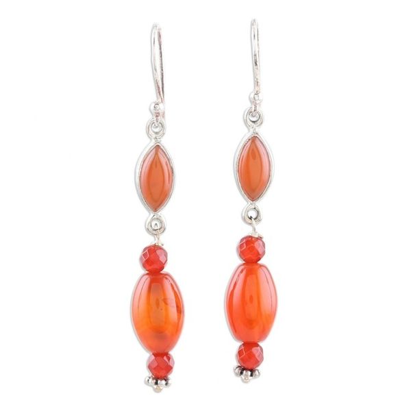 Alternate image for Carnelian and Sterling Silver Dangle Earrings Forever Sunset