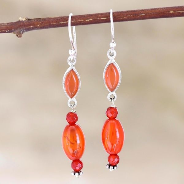 Alternate image for Carnelian and Sterling Silver Dangle Earrings Forever Sunset