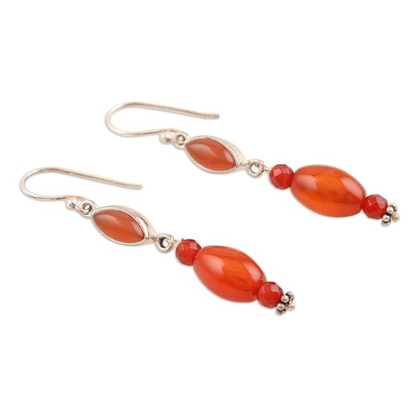 Alternate image for Carnelian and Sterling Silver Dangle Earrings Forever Sunset