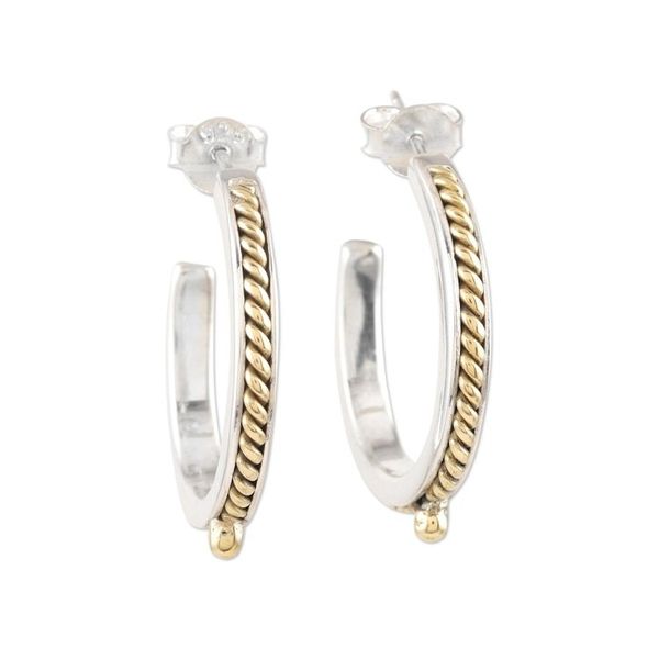 Alternate image for Sterling Silver and Brass Half-Hoop Earrings Midday Break
