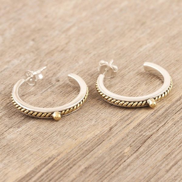 Alternate image for Sterling Silver and Brass Half-Hoop Earrings Midday Break