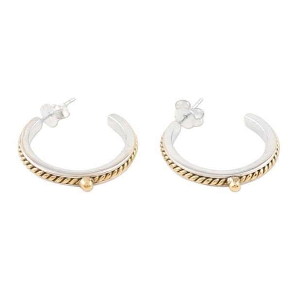 Alternate image for Sterling Silver and Brass Half-Hoop Earrings Midday Break