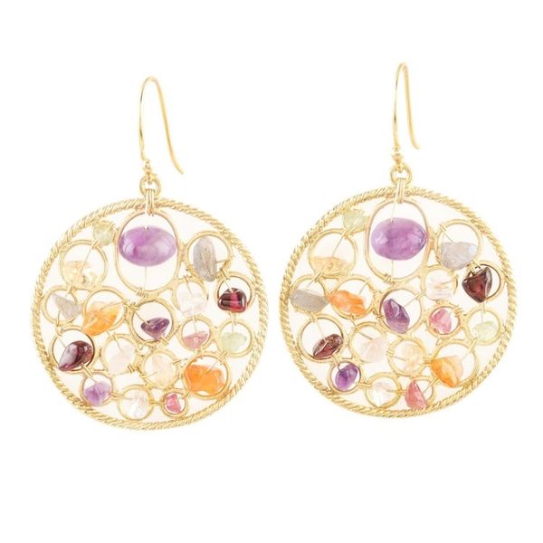 Alternate image for Multi-Gem Earrings in 22k Gold Plated Silver Colorful Galaxy