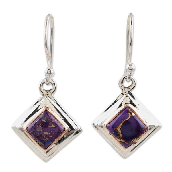 Alternate image for Purple Sterling Silver Dangle Earrings Small Star in Purple