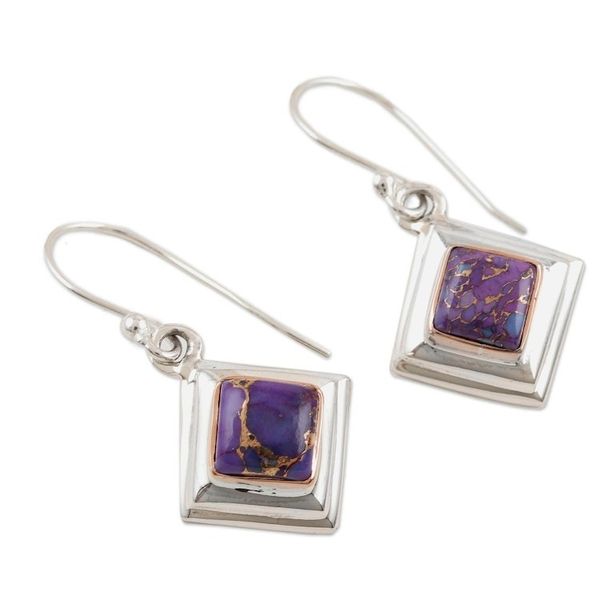 Alternate image for Purple Sterling Silver Dangle Earrings Small Star in Purple