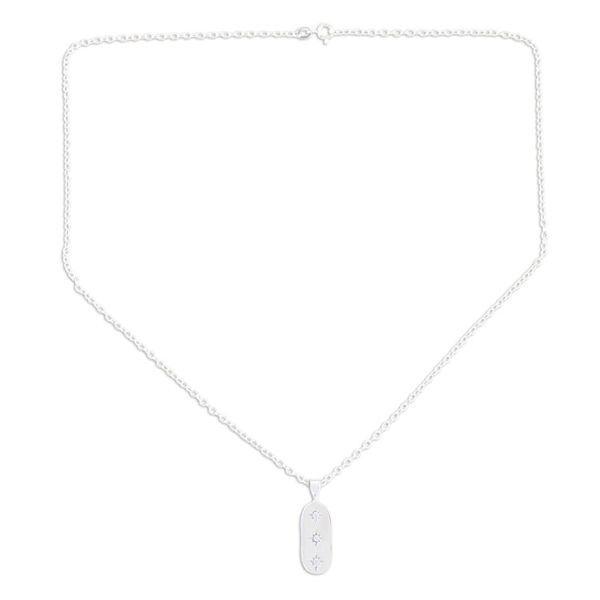 Alternate image for Cubic Zirconia and Sterling Silver Pendant Necklace Star Trio