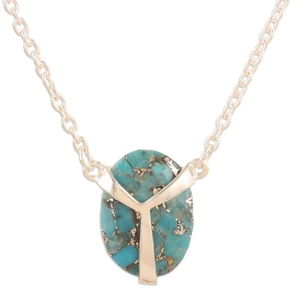 Alternate image for Artisan Crafted Sterling Silver Pendant Necklace Modern Scarab