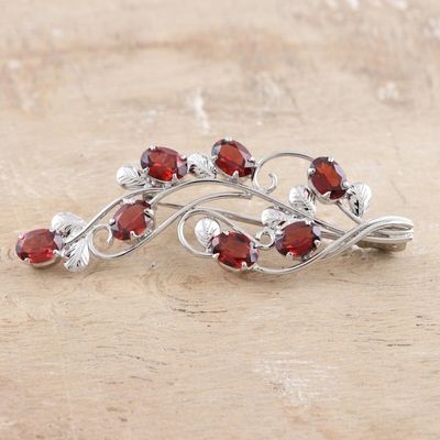 Main image for Rhodium-Plated Sterling Silver Garnet Brooch Eternal Dream
