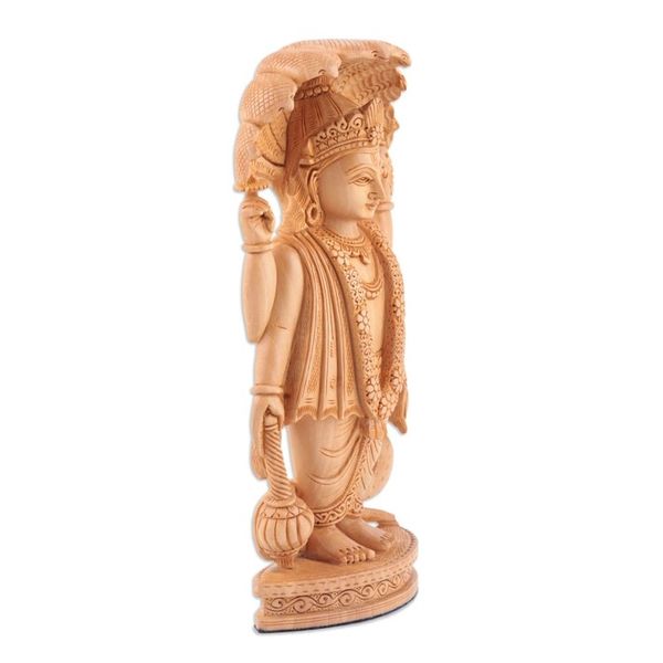 Alternate image for Handmade Kadam Wood Vishnu Sculpture Supreme Vishnu
