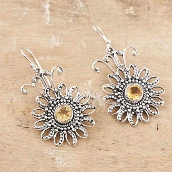 Alternate image for Sterling Silver and Citrine Dangle Earrings Floral Games