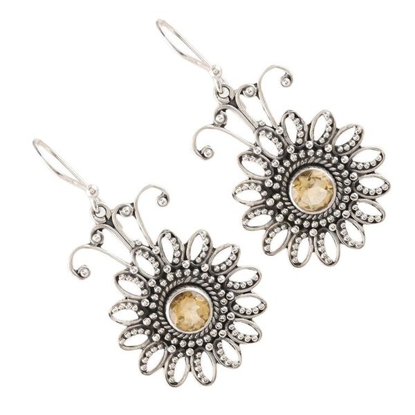 Alternate image for Sterling Silver and Citrine Dangle Earrings Floral Games
