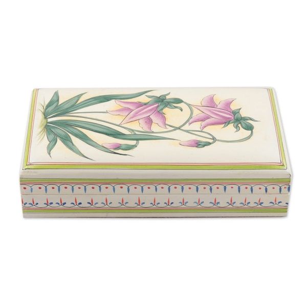 Alternate image for Handcrafted Floral Jewelry Box from India Passionate Blossoms