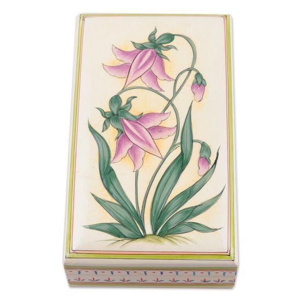 Alternate image for Handcrafted Floral Jewelry Box from India Passionate Blossoms