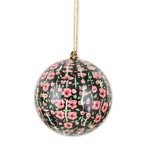 Alternate image for Papier Mache Holiday Ornaments from India Set of 4 Blossoms of Kashmir in Pink