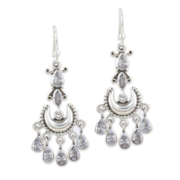 Alternate image for Cubic Zirconia and Sterling Silver Dangle Earrings Heavens Light