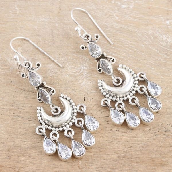 Alternate image for Cubic Zirconia and Sterling Silver Dangle Earrings Heavens Light