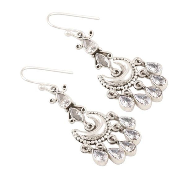 Alternate image for Cubic Zirconia and Sterling Silver Dangle Earrings Heavens Light