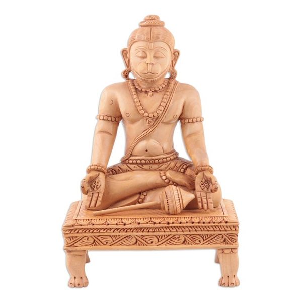 Alternate image for Hand Crafted Kadam Wood Sculpture With Wisdom
