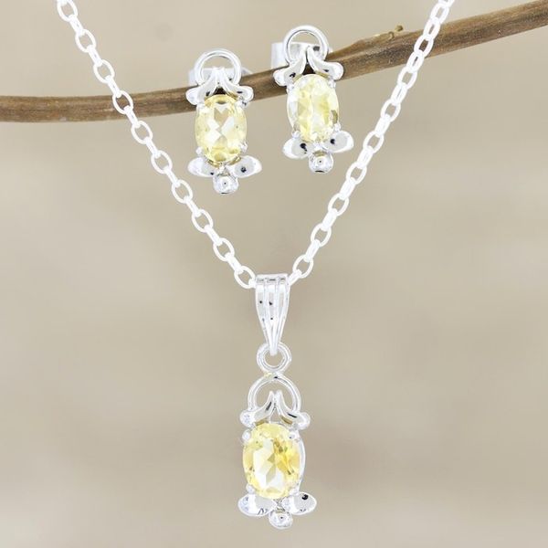 Alternate image for Rhodium-Plated Citrine Jewelry Set Sunny Passion
