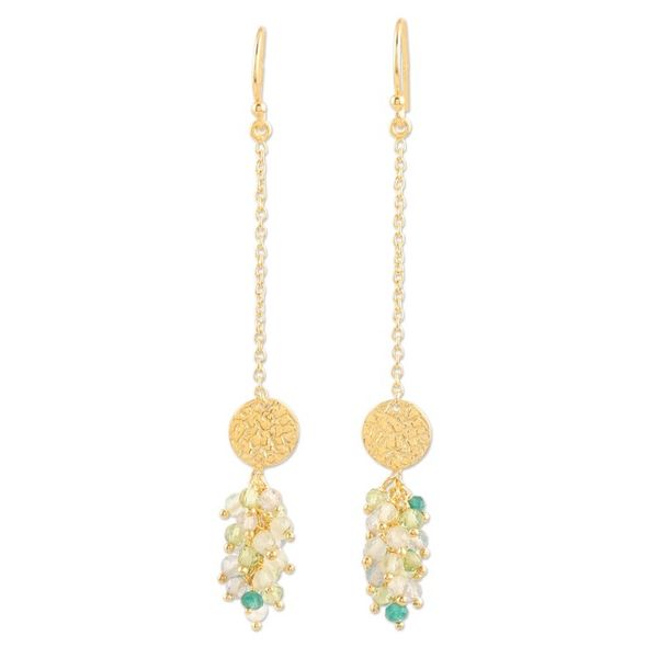 Alternate image for Gold-Plated Labradorite and Onyx Dangle Earrings Pure Luxury