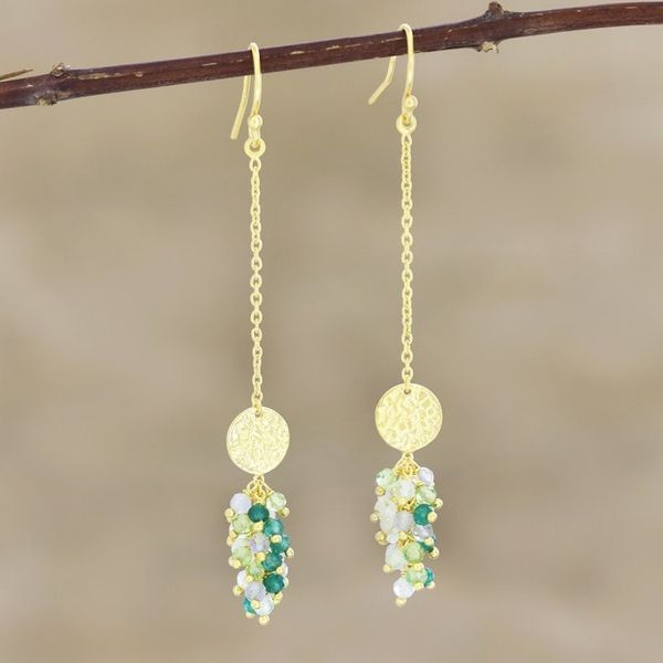 Alternate image for Gold-Plated Labradorite and Onyx Dangle Earrings Pure Luxury