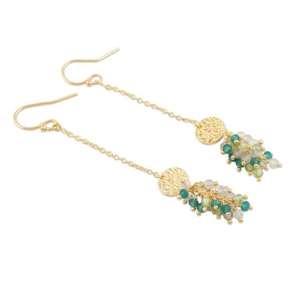 Alternate image for Gold-Plated Labradorite and Onyx Dangle Earrings Pure Luxury
