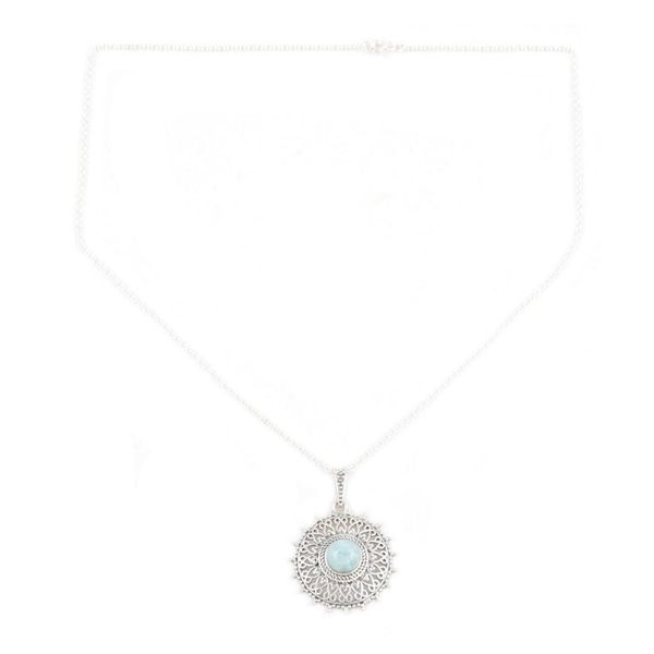 Alternate image for Larimar and Sterling Silver Pendant Necklace from India Indian Sky